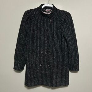 New York Girl Women's Tweed Coat 9 Double Breasted Jacket Military‎ Peacoat VTG